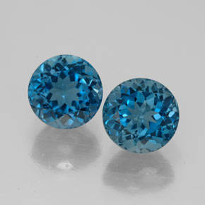 Pedras preciosas de topázio azul natural de  ct, corte redondo, VVS