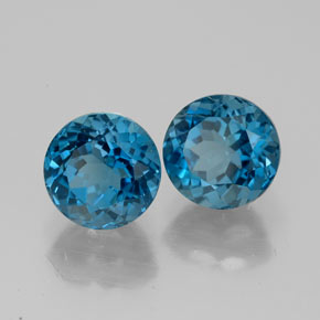 Pedras preciosas de topázio azul natural de  ct, corte redondo, VVS