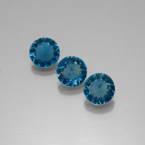 Pedras preciosas de topázio azul natural de  ct, corte redondo, VVS