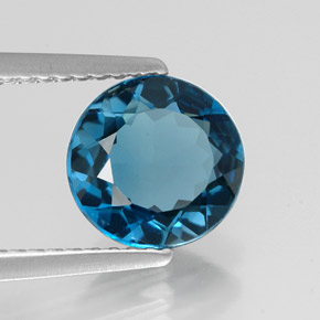 Topázio azul natural 2,05ct, corte redondo, VVS-VS