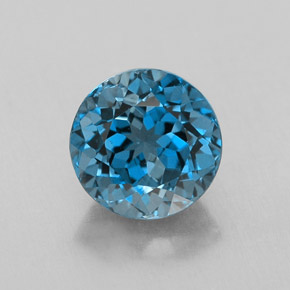 Topázio azul natural 2,60ct, corte redondo, VVS-VS