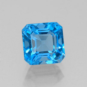 Topázio azul natural 2,23ct, corte esmeralda, VS-SI