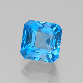 Topázio azul natural 2,23ct, corte esmeralda, VS-SI