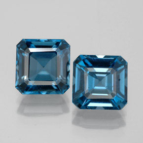 Pedras preciosas de topázio azul natural de  ct, corte esmeralda, VVS-VS