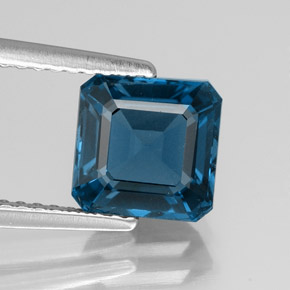 Topázio azul natural 2,32ct, corte esmeralda, VVS