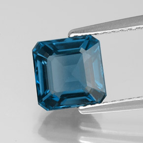 Topázio azul natural 2,32ct, corte esmeralda, VVS