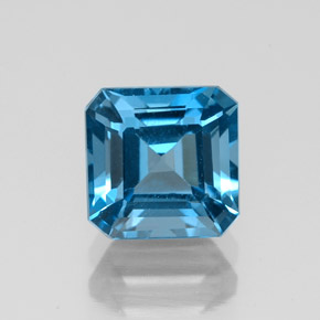 Topázio azul natural 2,41ct, corte esmeralda, VVS