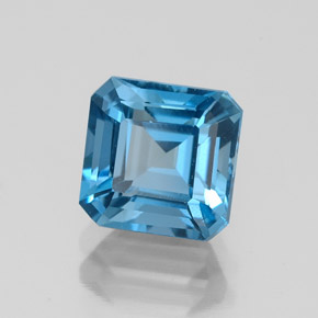 Topázio azul natural 2,41ct, corte esmeralda, VVS