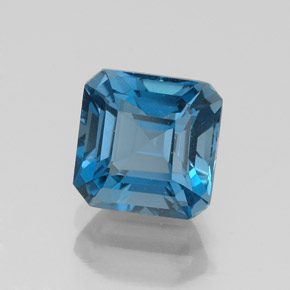 Topázio azul natural 2,58ct, corte esmeralda, VVS