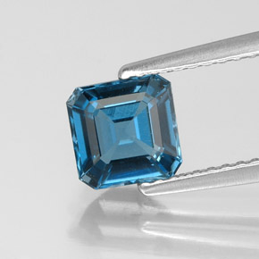 Topázio azul natural 1,27ct, corte esmeralda, VVS