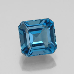 Topázio azul natural 2,44ct, corte esmeralda, VS