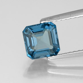Topázio azul natural 1,31ct, corte esmeralda, VS