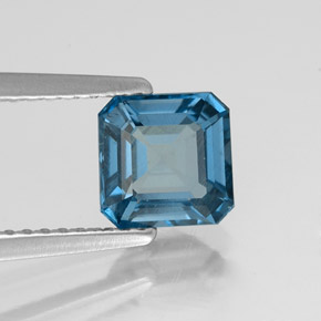 Topázio azul natural 1,31ct, corte esmeralda, VS