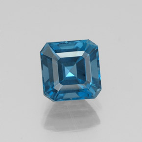 Topázio azul natural 1,58ct, corte esmeralda, VVS-VS