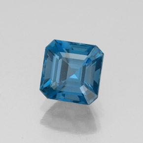 Topázio azul natural 1,58ct, corte esmeralda, VVS-VS