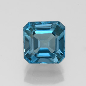Topázio azul natural 1,44ct, corte esmeralda, VVS