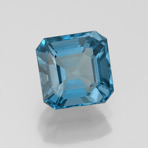 Topázio azul natural 1,44ct, corte esmeralda, VVS