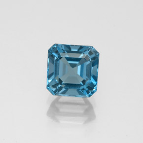 Topázio azul natural 1,65ct, corte esmeralda, VVS