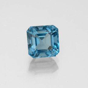 Topázio azul natural 1,65ct, corte esmeralda, VVS