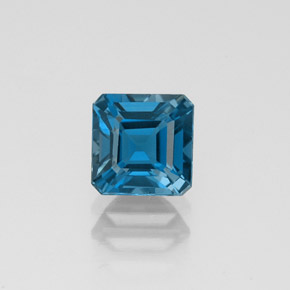 Topázio azul natural 1,44ct, corte esmeralda, VVS