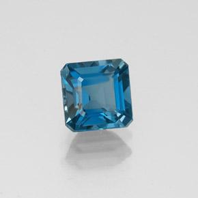 Topázio azul natural 1,44ct, corte esmeralda, VVS
