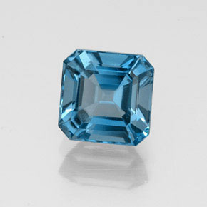 Topázio azul natural 1,47ct, corte esmeralda, VVS