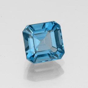 Topázio azul natural 1,47ct, corte esmeralda, VVS