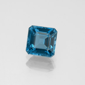 Topázio azul natural 1,37ct, corte esmeralda, VVS-VS