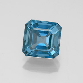 Topázio azul natural 1,23ct, corte esmeralda, VS
