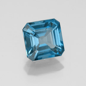 Topázio azul natural 1,23ct, corte esmeralda, VS