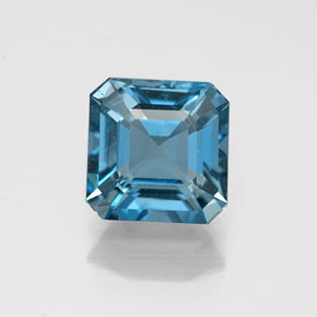 Topázio azul natural 1,37ct, corte esmeralda, VS