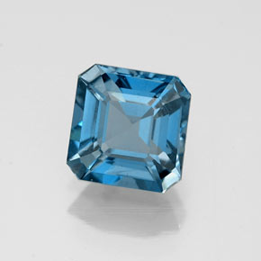Topázio azul natural 1,37ct, corte esmeralda, VS