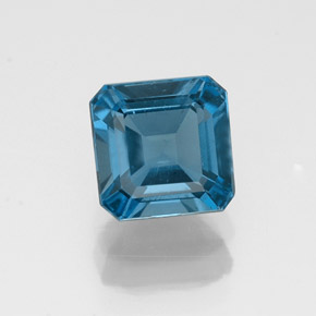 Topázio azul natural 1,50ct, corte esmeralda, VS