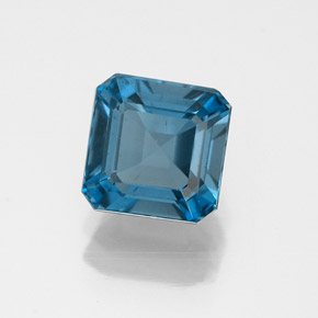Topázio azul natural 1,50ct, corte esmeralda, VS
