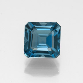 Topázio azul natural 1,35ct, corte esmeralda, VVS
