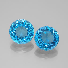 Pedras preciosas de topázio azul natural de  ct, corte redondo, VVS-VS