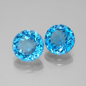 Pedras preciosas de topázio azul natural de  ct, corte redondo, VVS-VS
