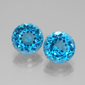 Pedras preciosas de topázio azul natural de  ct, corte redondo, VVS