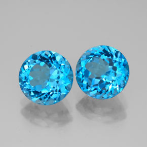 Pedras preciosas de topázio azul natural de  ct, corte redondo, VVS