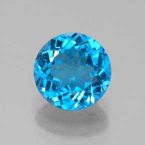 Topázio azul natural 2,29ct, corte redondo, VVS
