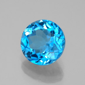 Topázio azul natural 2,29ct, corte redondo, VVS
