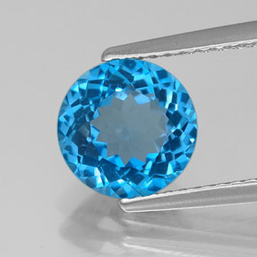 Topázio azul natural 2,18ct, corte redondo, VVS