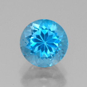 Topázio azul natural 2,78ct, corte redondo, VVS