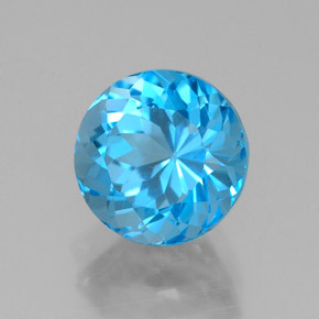 Topázio azul natural 2,78ct, corte redondo, VVS