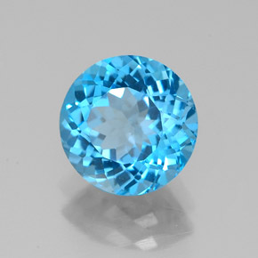 Topázio azul natural 2,24ct, corte redondo, VVS
