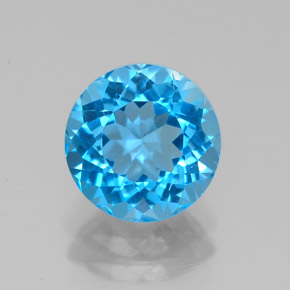 Topázio azul natural 2,30ct, corte redondo, VVS