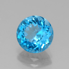 Topázio azul natural 2,30ct, corte redondo, VVS