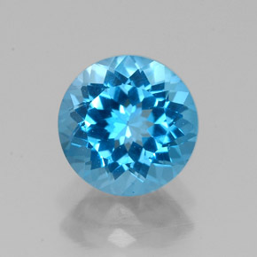 Topázio azul natural 2,21ct, corte redondo, VVS