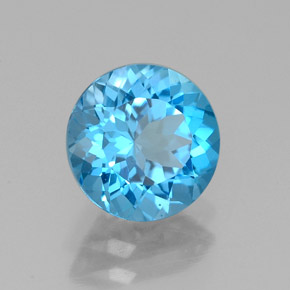 Topázio azul natural 2,21ct, corte redondo, VVS