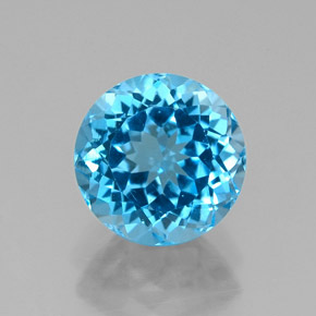 Topázio azul natural 2,59ct, corte redondo, VVS